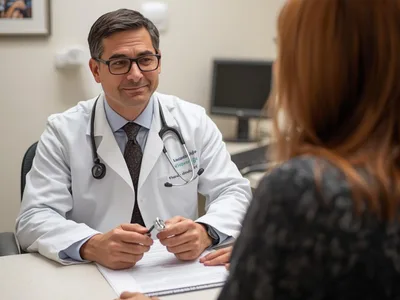 Doctor analizando los resultados de una biopsia de un paciente